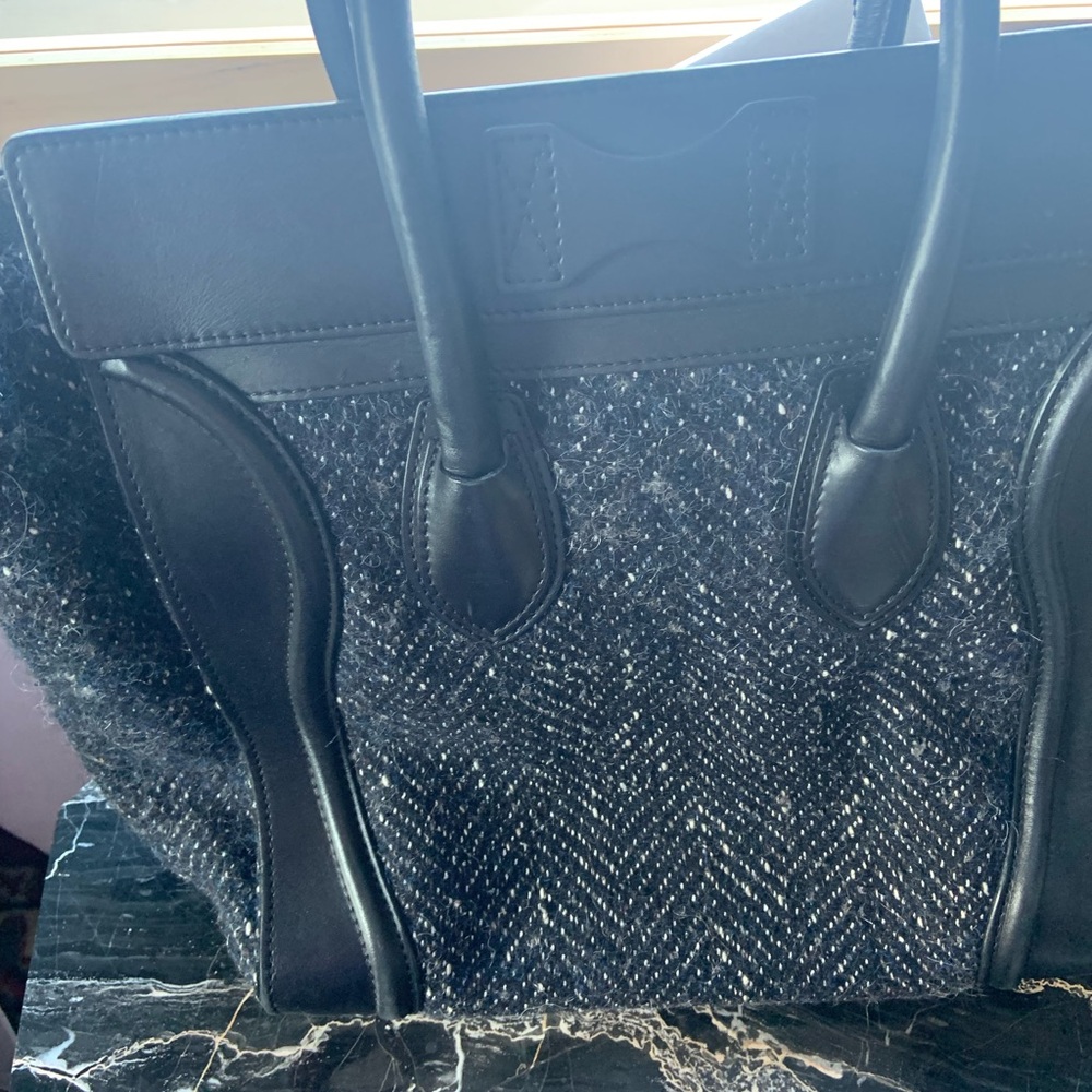 Celine leather/tweed‎ mini luggage tote - Picture 3 of 6